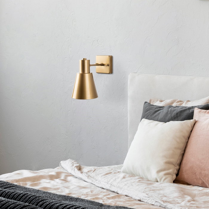 Opviq Lámpara de pared dorada con tapa de cristal